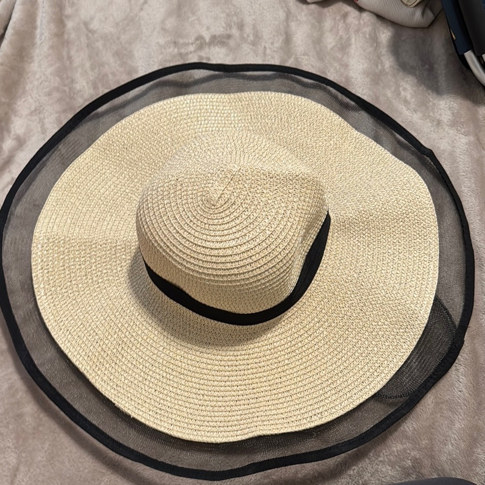Elegant Black and Tan Wide Brim Hat